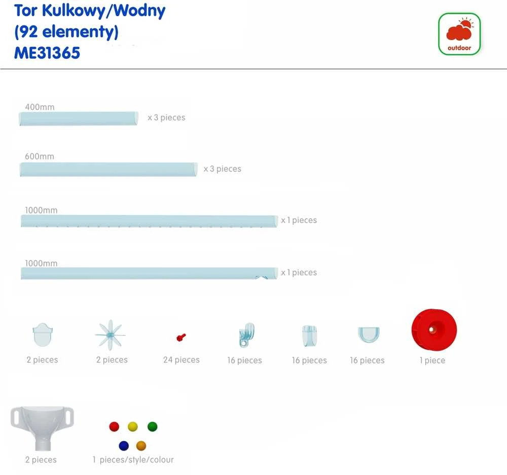 Vandens ir kamuoliukų trasos statymo rinkinys Masterkidz 92vnt