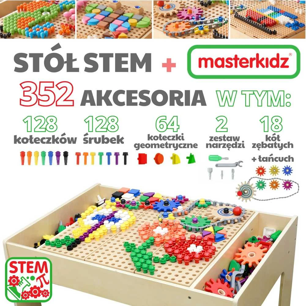 MASTERKIDZ medinis mokomasis stalas + 352 STEAM sienelės priedai