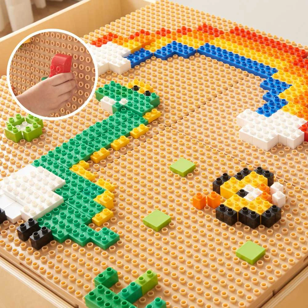 MASTERKIDZ medinis edukacinis stalas + STEM sienos priedai + 135 kaladėlės