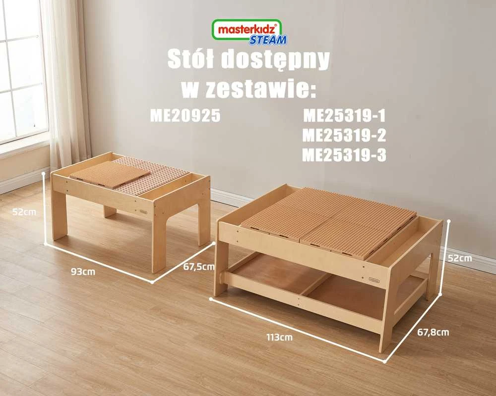 MASTERKIDZ medinis edukacinis stalas + STEM sienos priedai + 135 kaladėlės