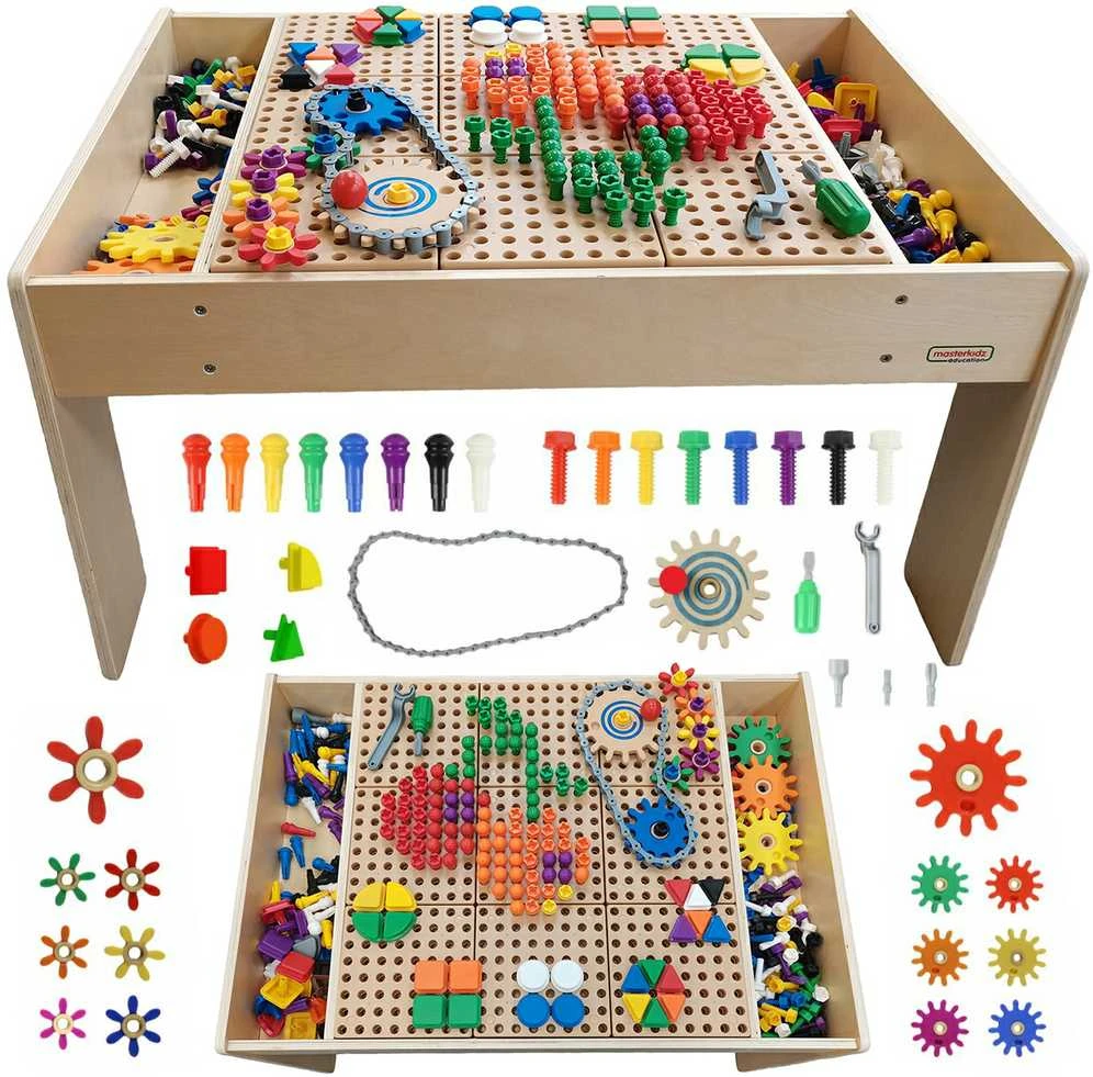 MASTERKIDZ medinis mokomasis stalas + 352 STEAM sienelės priedai