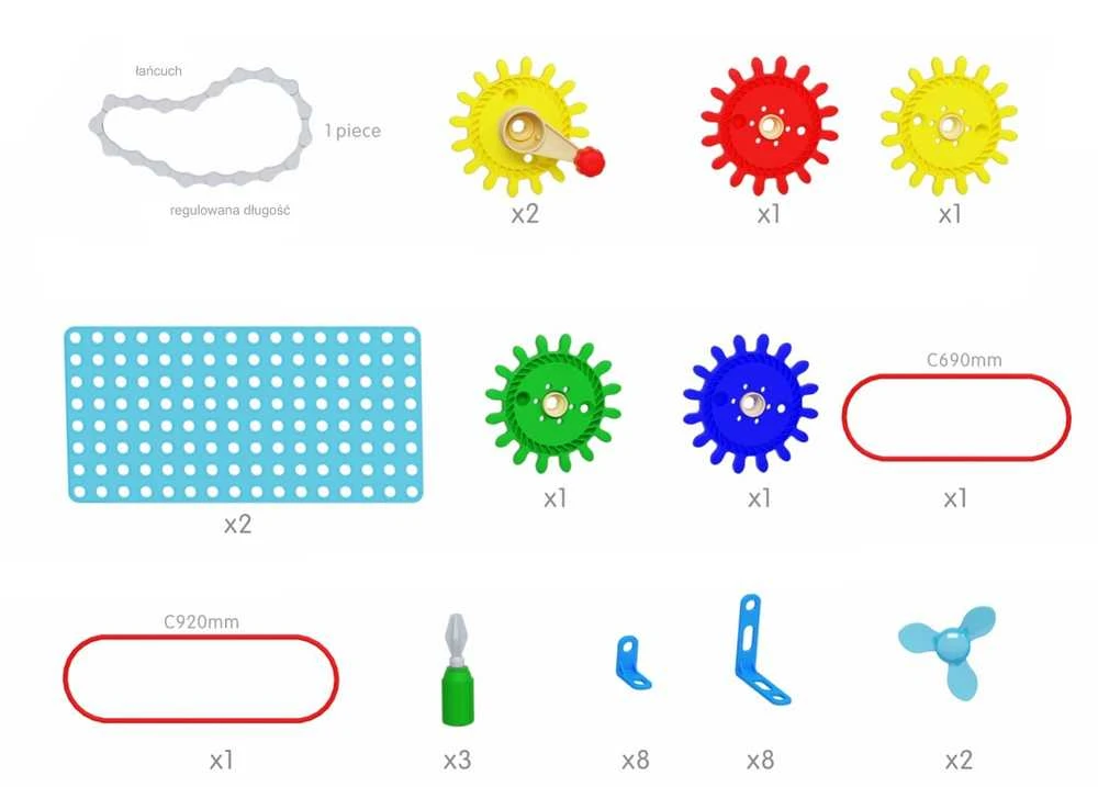 MASTERKIDZ priedų rinkinys krumpliaračiai STEM sieninėms plokštėms 198 vnt