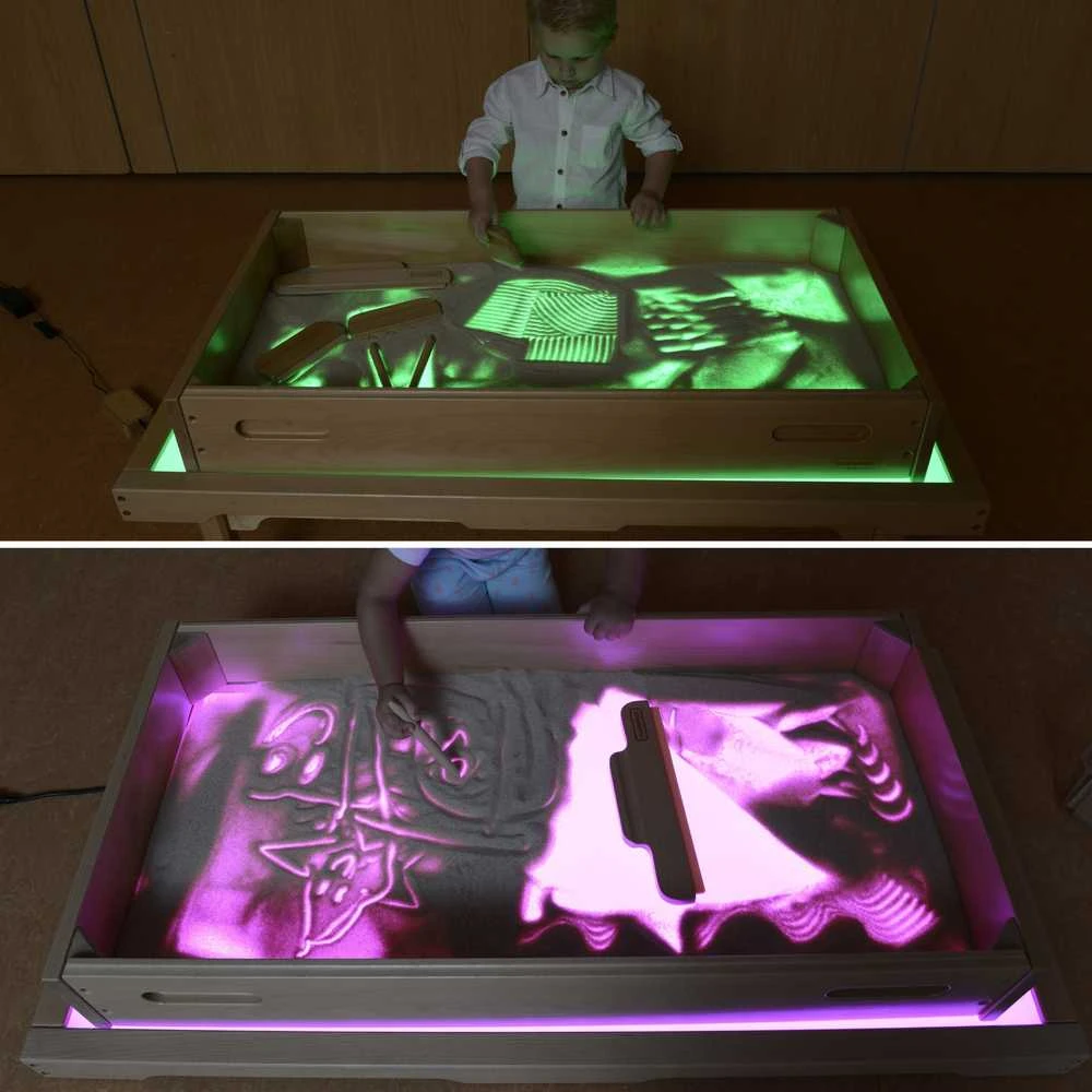 MASTERKIDZ sensorinis stačiakampis smėlio žaidimų padėklas su LED skydeliu