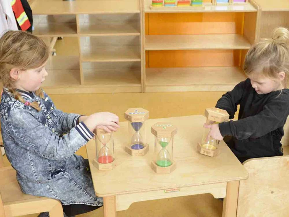 MASTERKIDZ smėlio laikrodžių rinkinys laikui pažinti