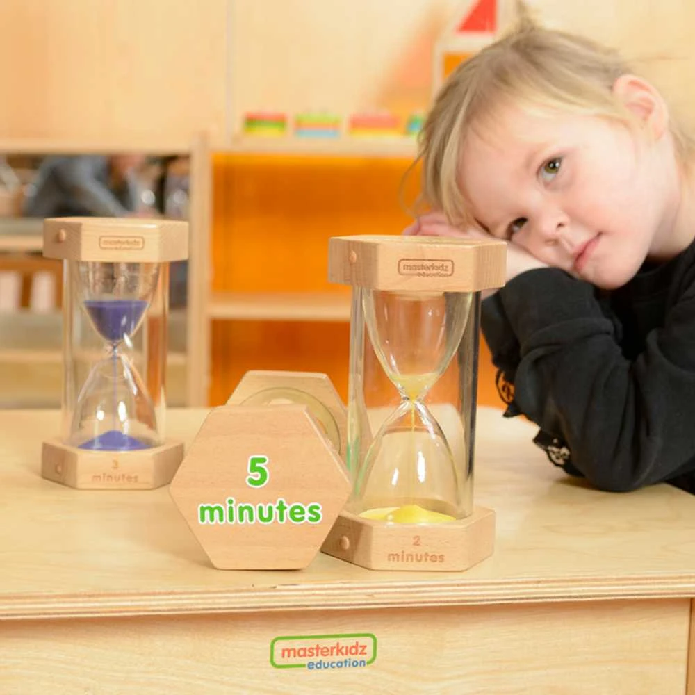MASTERKIDZ smėlio laikrodžių rinkinys laikui pažinti
