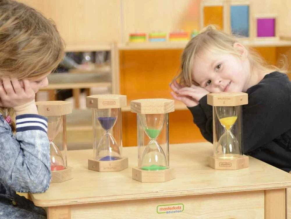 MASTERKIDZ smėlio laikrodžių rinkinys laikui pažinti