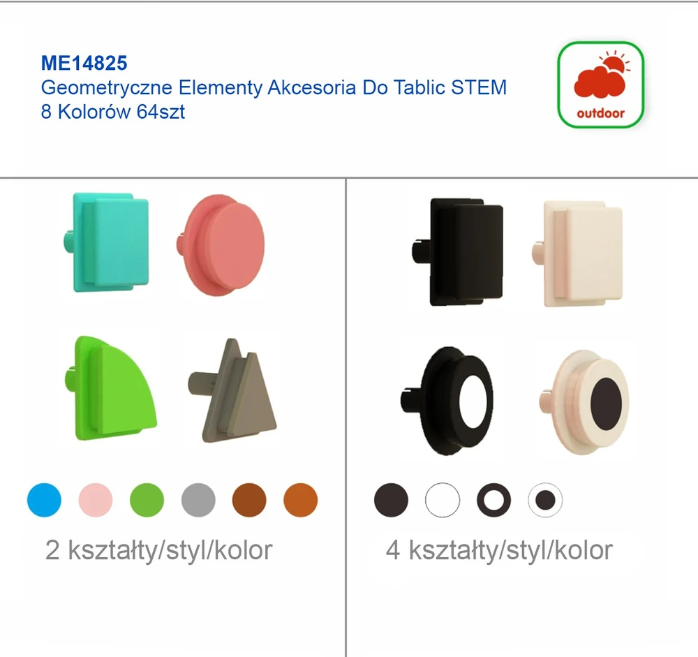 MASTERKIDZ 64 geometrinių formų kaiščių rinkinys STEM lentoms