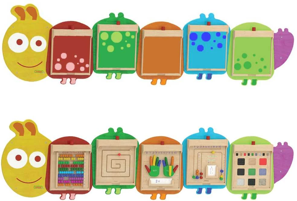 „MASTERKIDZ Flex“ sieninė tvirtinimo sistema 5 edukacinėms lentoms – „Caterpillar“