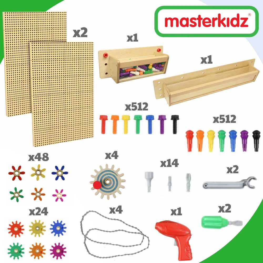 MASTERKIDZ STEM tvirtinimo plokštės 2 x 120 x 80 cm + XXL priedų rinkinys