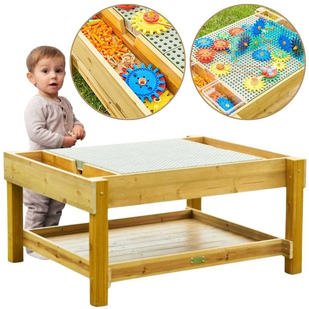 MASTERKIDZ medinis edukacinis stalas 1200 l, STEM, lauko pramogoms + priedai