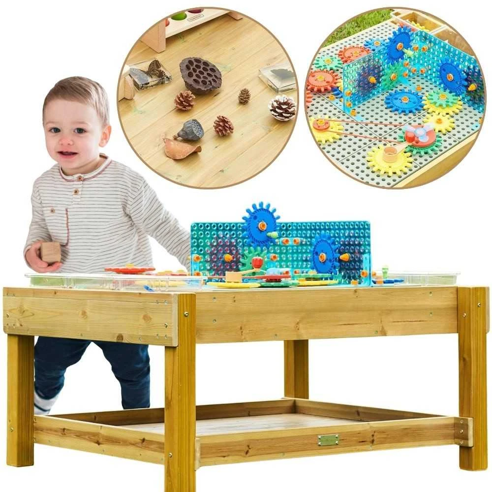 MASTERKIDZ medinis edukacinis stalas 1200 l, STEM, lauko pramogoms + priedai