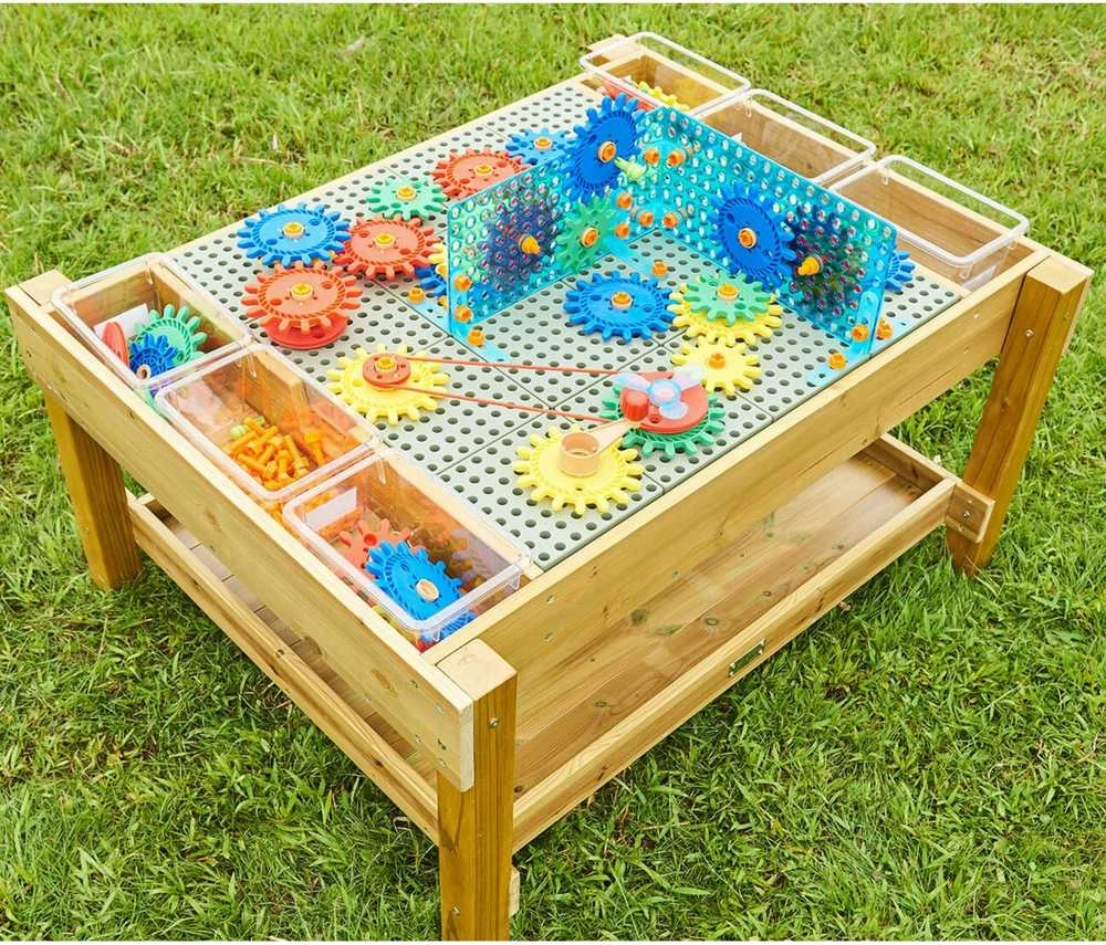 MASTERKIDZ medinis edukacinis stalas 1200 l, STEM, lauko pramogoms + priedai