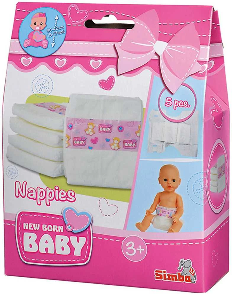 „Simba New Born Baby“ sauskelnių pamineriai 5 vnt. Už lėlę