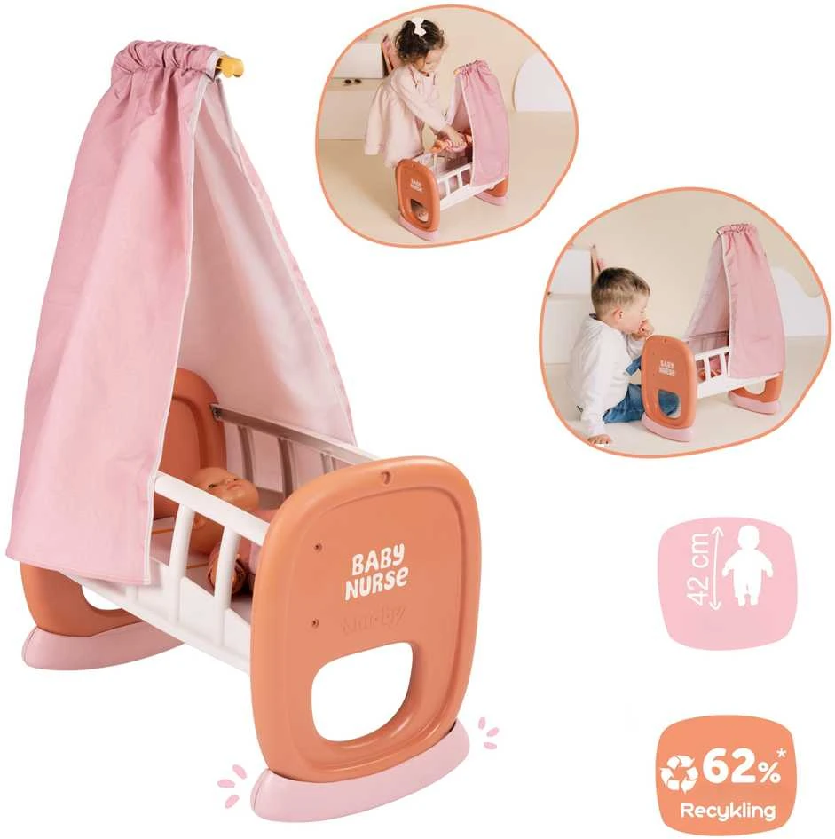 Smoby Baby Nurse lopšys su baldakimu