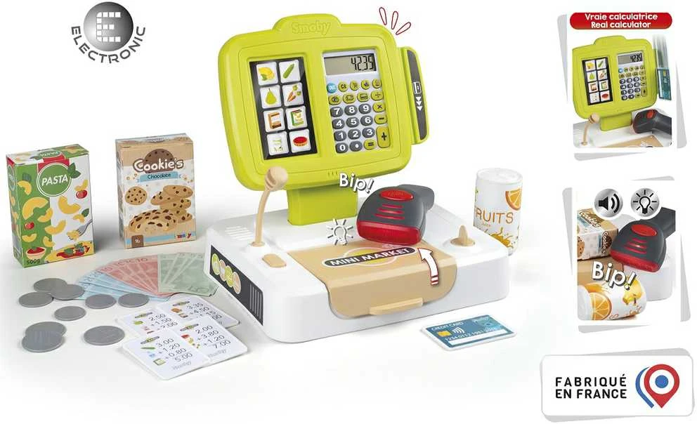 Smoby Žaislinis elektroninis kasos aparatas su priedais, 30 vnt