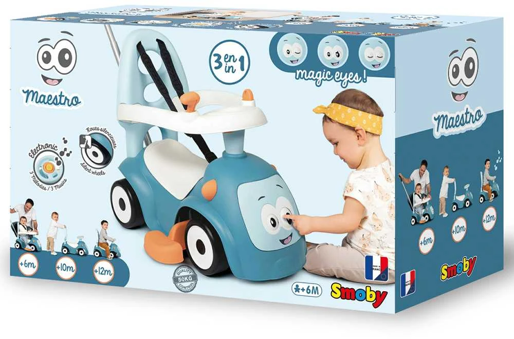 Smoby maestro 3in1 mėlynas važiavimas
