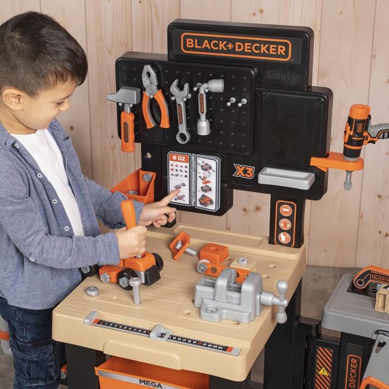 Black & Decker Smoby Profesinis žaidimų dirbtuvėlių rinkinys su įrankiais ir pjūklu