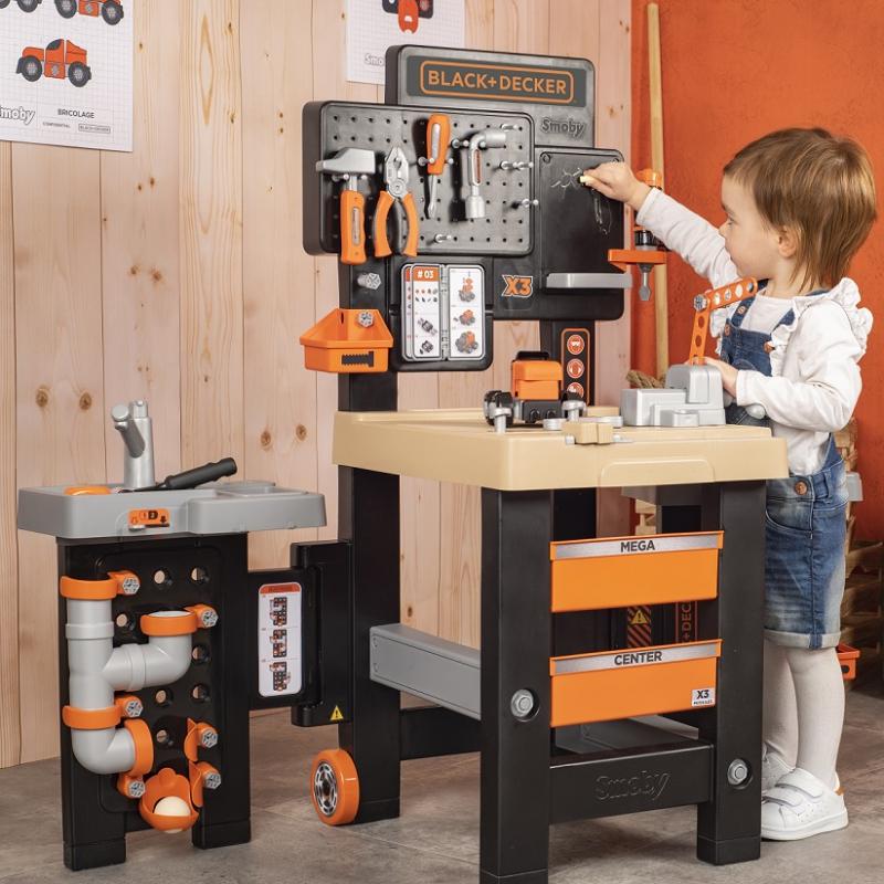 Black & Decker Smoby Profesinis žaidimų dirbtuvėlių rinkinys su įrankiais ir pjūklu