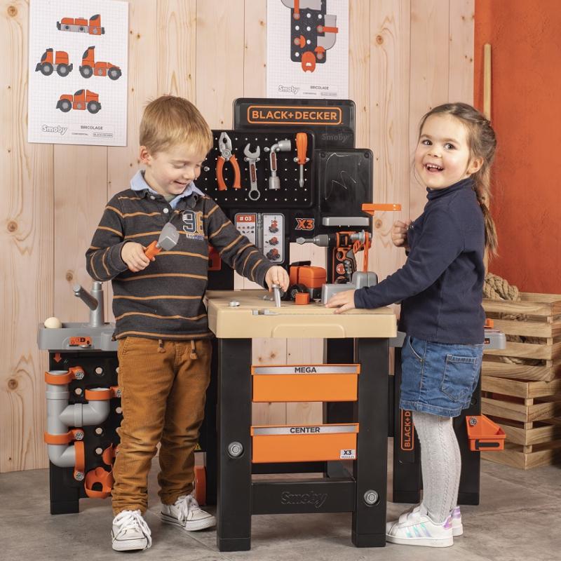 Black & Decker Smoby Profesinis žaidimų dirbtuvėlių rinkinys su įrankiais ir pjūklu