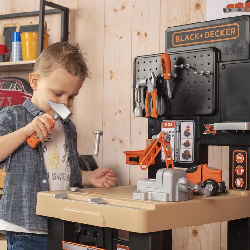 Black & Decker Smoby Profesinis žaidimų dirbtuvėlių rinkinys su įrankiais ir pjūklu