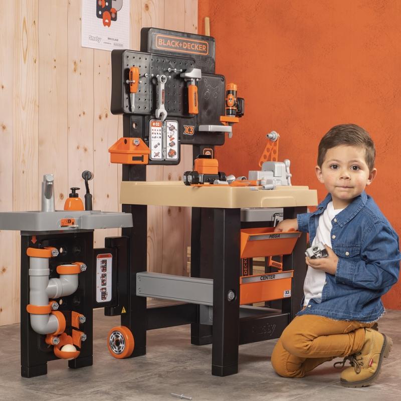 Black & Decker Smoby Profesinis žaidimų dirbtuvėlių rinkinys su įrankiais ir pjūklu