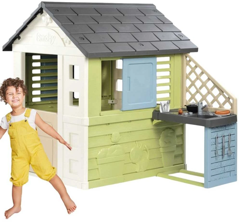 SMOBY Life lauko namelis PRETTY su virtuvėle ir 17 priedų