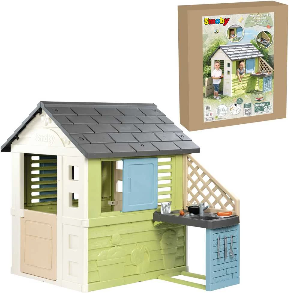 SMOBY Life lauko namelis PRETTY su virtuvėle ir 17 priedų