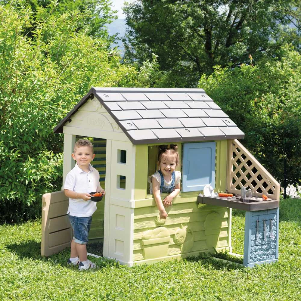 SMOBY Life lauko namelis PRETTY su virtuvėle ir 17 priedų