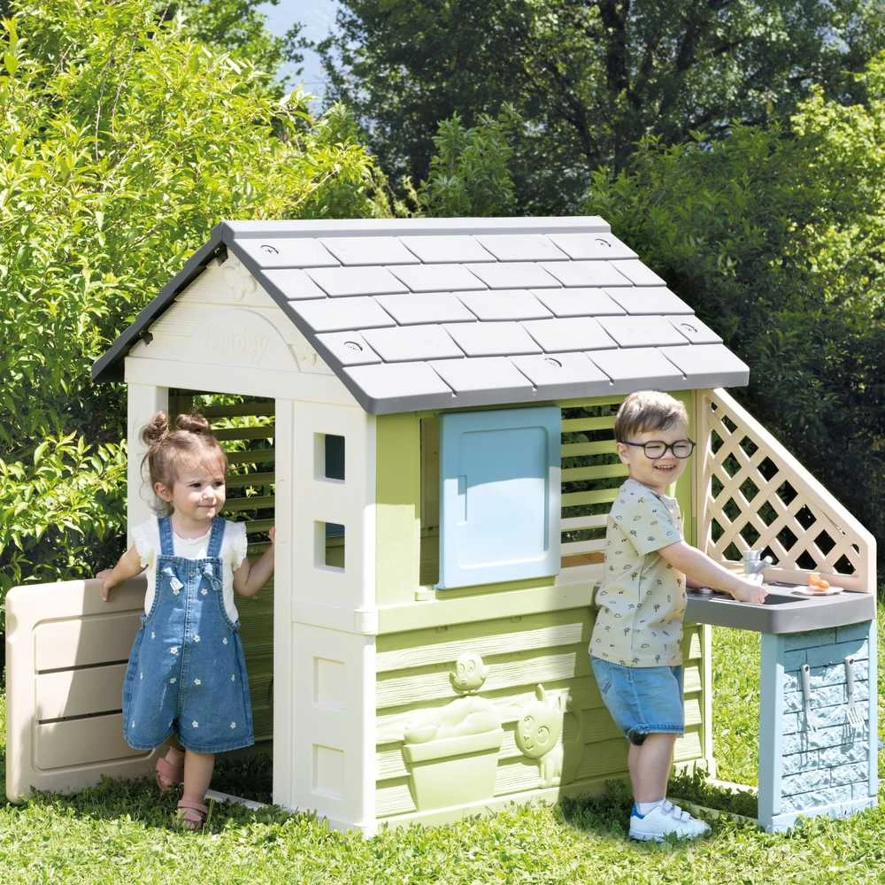 SMOBY Life lauko namelis PRETTY su virtuvėle ir 17 priedų