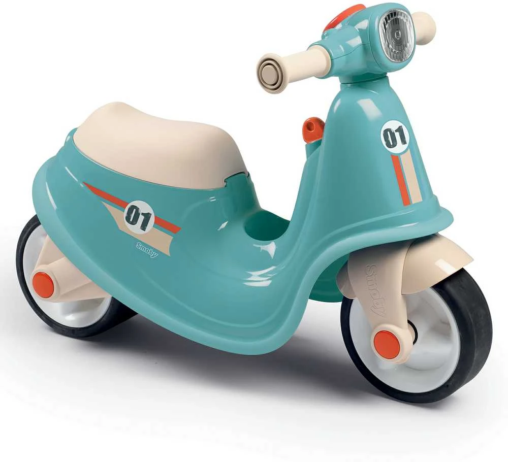 Smoby mėlynas retro paspirtukas–važinėtukas vaikams