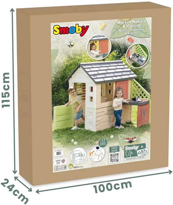 Lauko žaidimų namelis su virtuvėle Smoby Life Nature (7600810739)