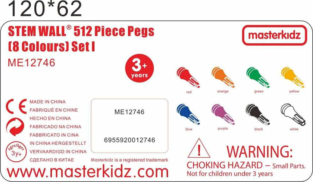 MASTERKIDZ spalvingi mokslo lentos kaiščiai, 512 detalių, 8 spalvos