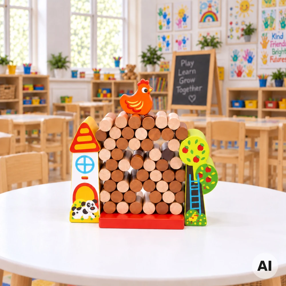 Tooky Toys TOOKY TOY Arkadinis žaidimas Krintanti višta Medinis ūkis