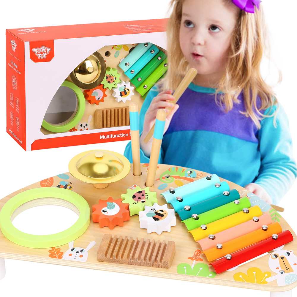 Tooky Toys Paimtas žaislinis daugiafunkcinis instrumentas Muzikinis centras ksilofonas Tarka trębek būgno plokštelė