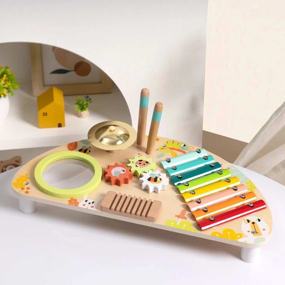 Tooky Toys Paimtas žaislinis daugiafunkcinis instrumentas Muzikinis centras ksilofonas Tarka trębek būgno plokštelė