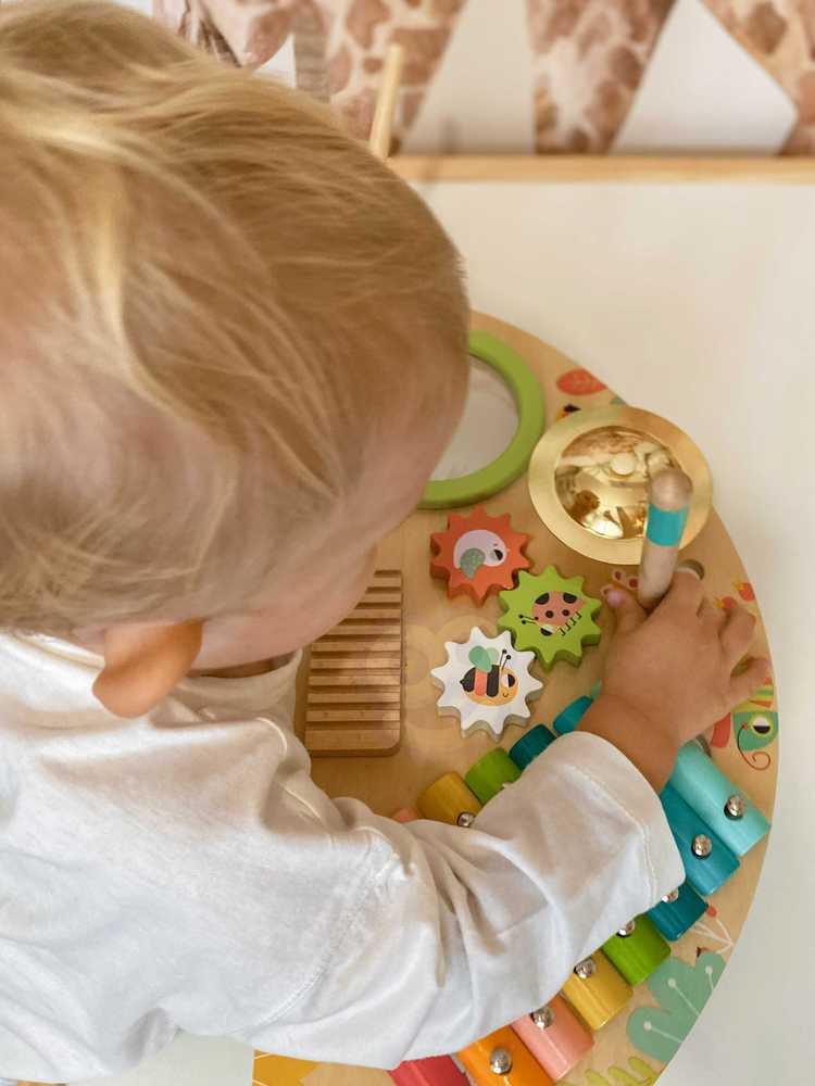Tooky Toys Paimtas žaislinis daugiafunkcinis instrumentas Muzikinis centras ksilofonas Tarka trębek būgno plokštelė