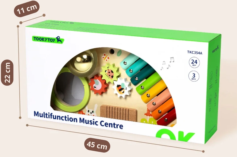 Tooky Toys Paimtas žaislinis daugiafunkcinis instrumentas Muzikinis centras ksilofonas Tarka trębek būgno plokštelė