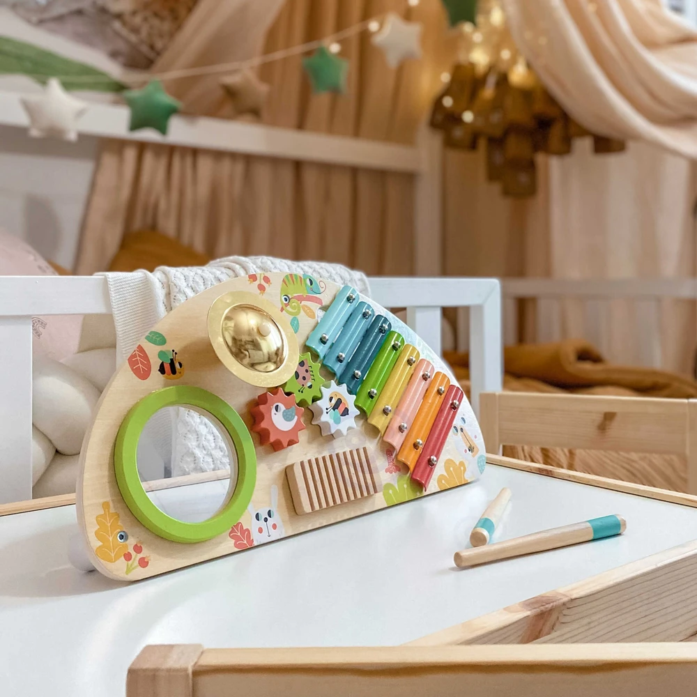 Tooky Toys Paimtas žaislinis daugiafunkcinis instrumentas Muzikinis centras ksilofonas Tarka trębek būgno plokštelė