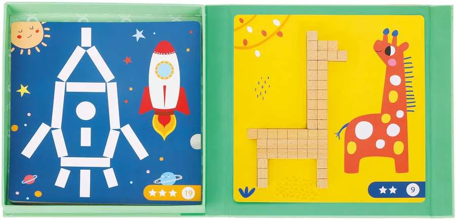 Tooky Toys Tooky Toy Medinės Magnetinės Kaladėlės Su Galvosūkiais 49 vnt.
