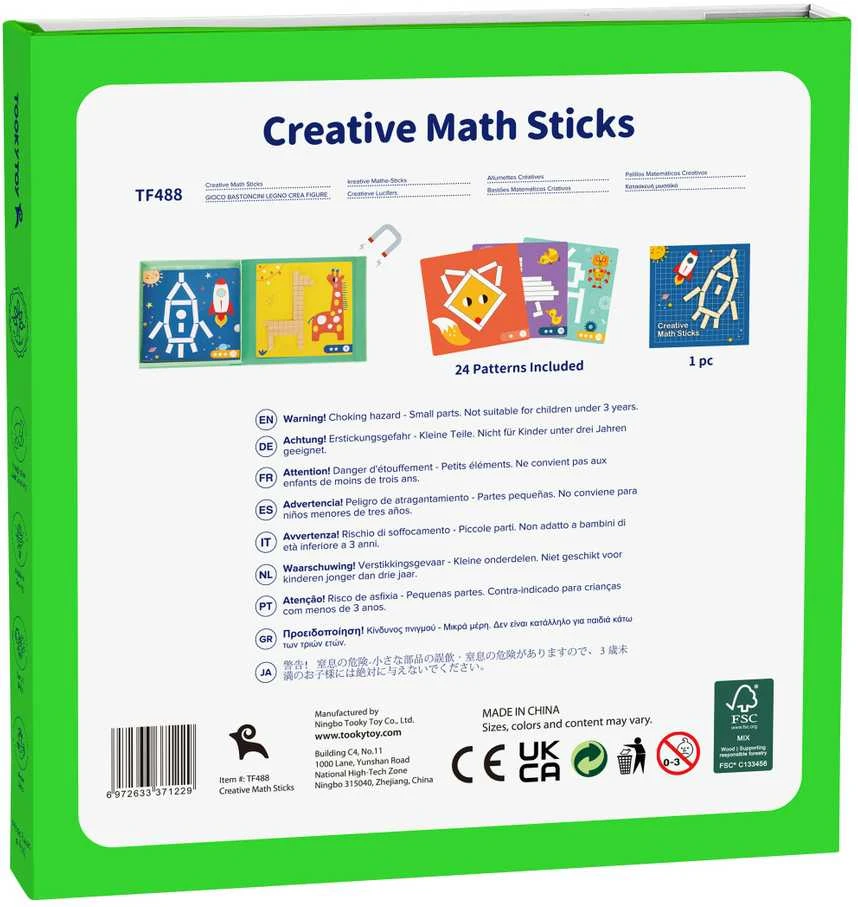 Tooky Toys Tooky Toy Medinės Magnetinės Kaladėlės Su Galvosūkiais 49 vnt.