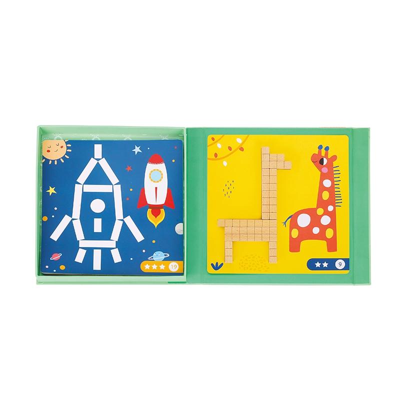 Tooky Toys Tooky Toy Medinės Magnetinės Kaladėlės Su Galvosūkiais 49 vnt.