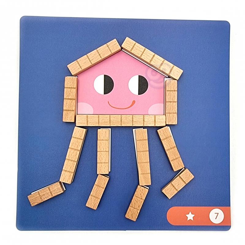 Tooky Toys Tooky Toy Medinės Magnetinės Kaladėlės Su Galvosūkiais 49 vnt.