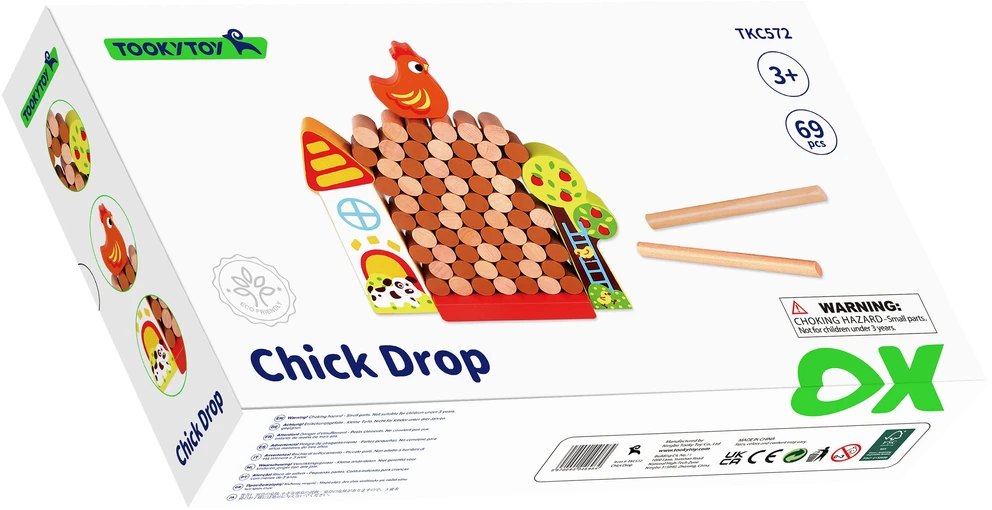 Tooky Toys TOOKY TOY Arcade Game Falling Hen Wooden Farm