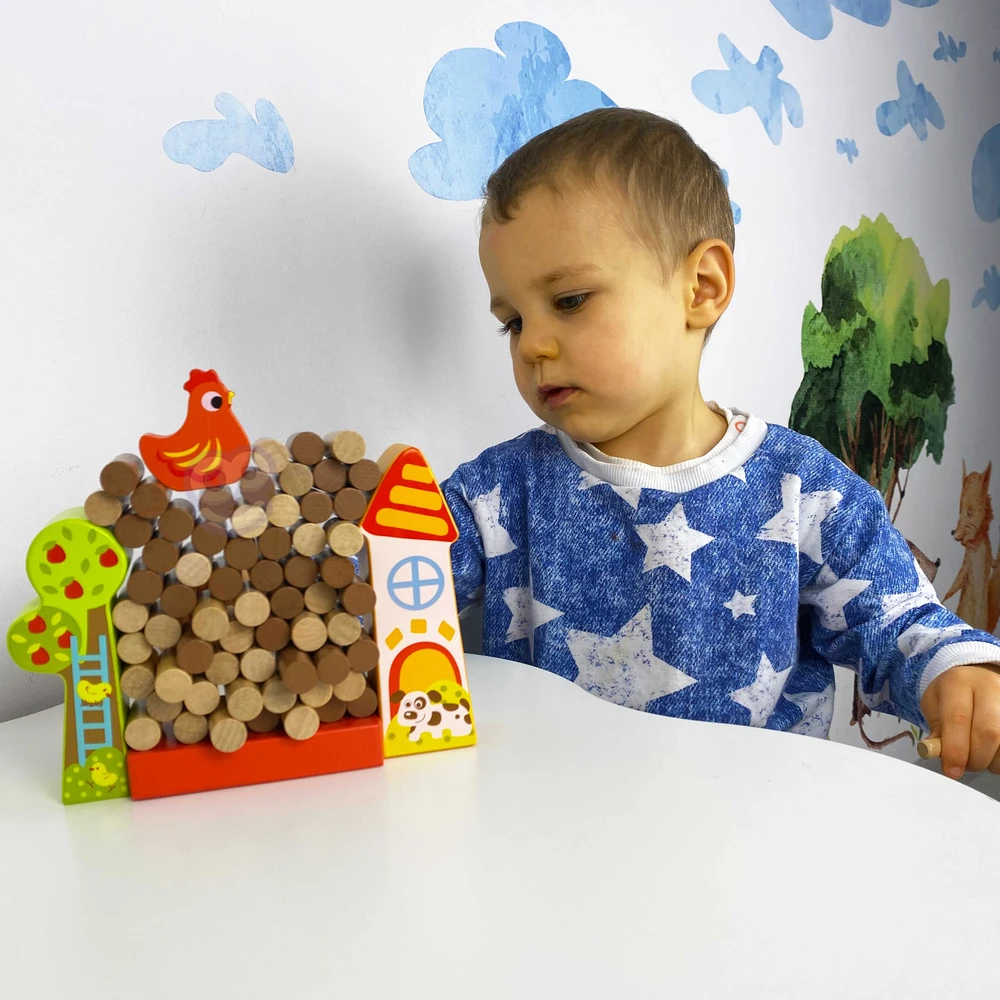 Tooky Toys TOOKY TOY Arcade Game Falling Hen Wooden Farm