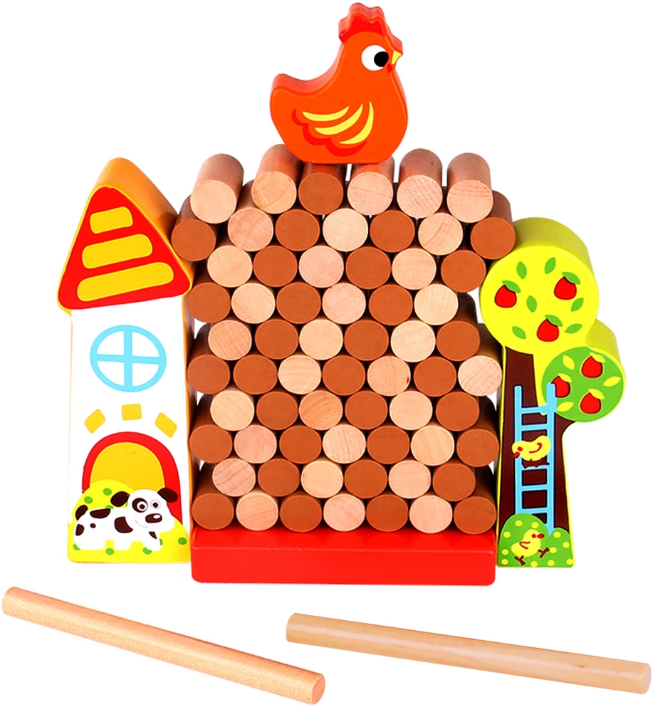 Tooky Toys TOOKY TOY Arcade Game Falling Hen Wooden Farm