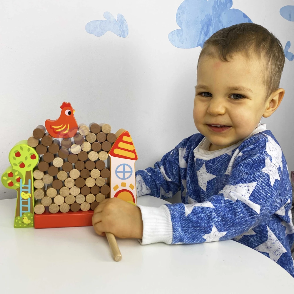 Tooky Toys TOOKY TOY Arcade Game Falling Hen Wooden Farm