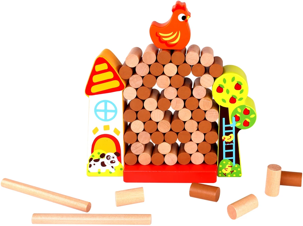 Tooky Toys TOOKY TOY Arcade Game Falling Hen Wooden Farm