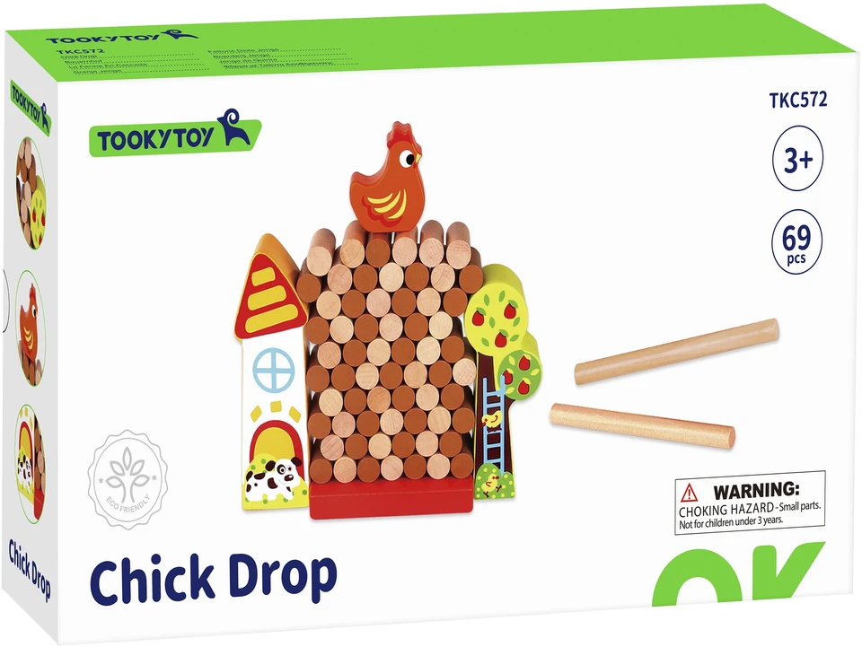Tooky Toys TOOKY TOY Arcade Game Falling Hen Wooden Farm
