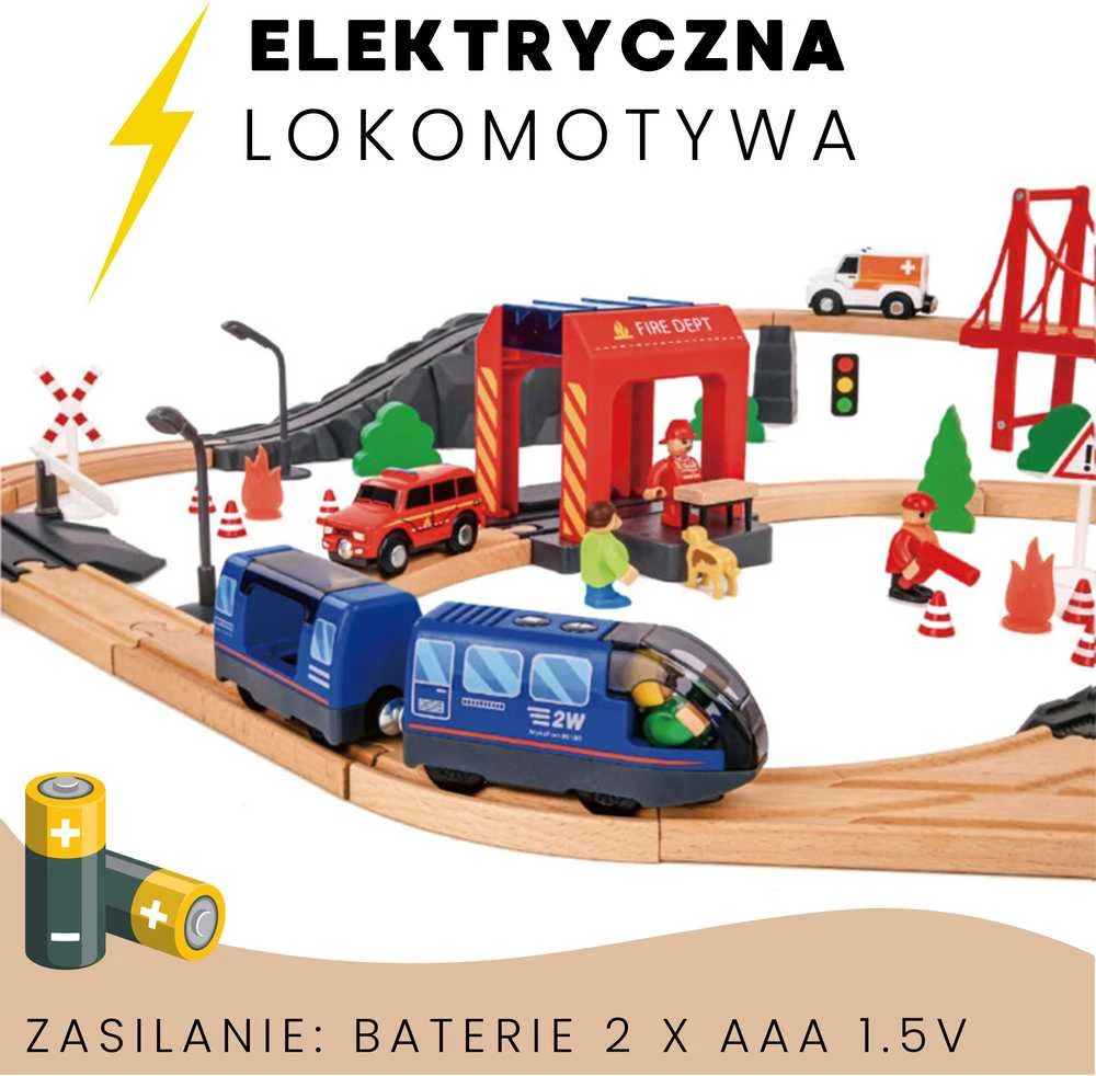Tooky Toys Paimta žaislinė medinė eilės gaisro stažuotės greitosios pagalbos automobiliu 70 EL.