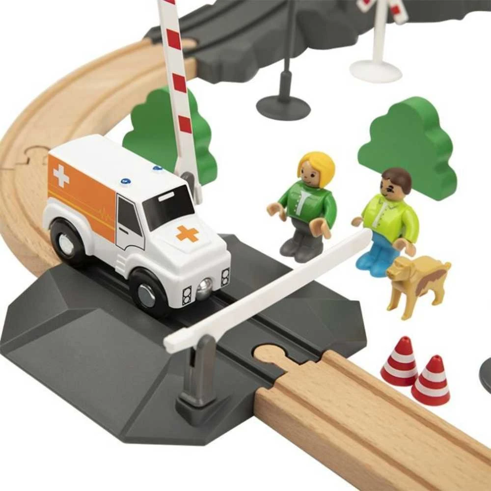 Tooky Toys Paimta žaislinė medinė eilės gaisro stažuotės greitosios pagalbos automobiliu 70 EL.